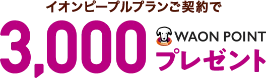 イオンピープルプランご契約で3,000WAON POINTプレゼント