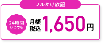 家族やお友だちとついつい長電話 フルかけ放題 月額 本体価格1,500円 (税込1,650円) 24時間いつでもかけ放題