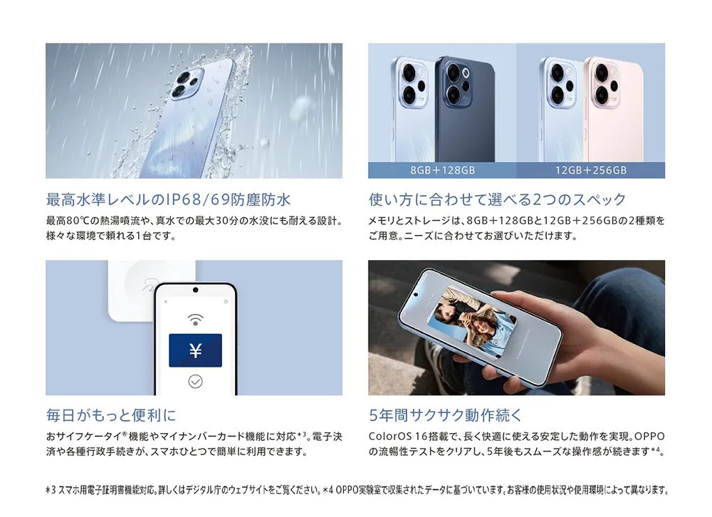 最高水準レベルのIP68/69防塵防水 使い方に合わせて選べる2つのスペック 毎日がもっと便利に 5年間サクサク動作続く